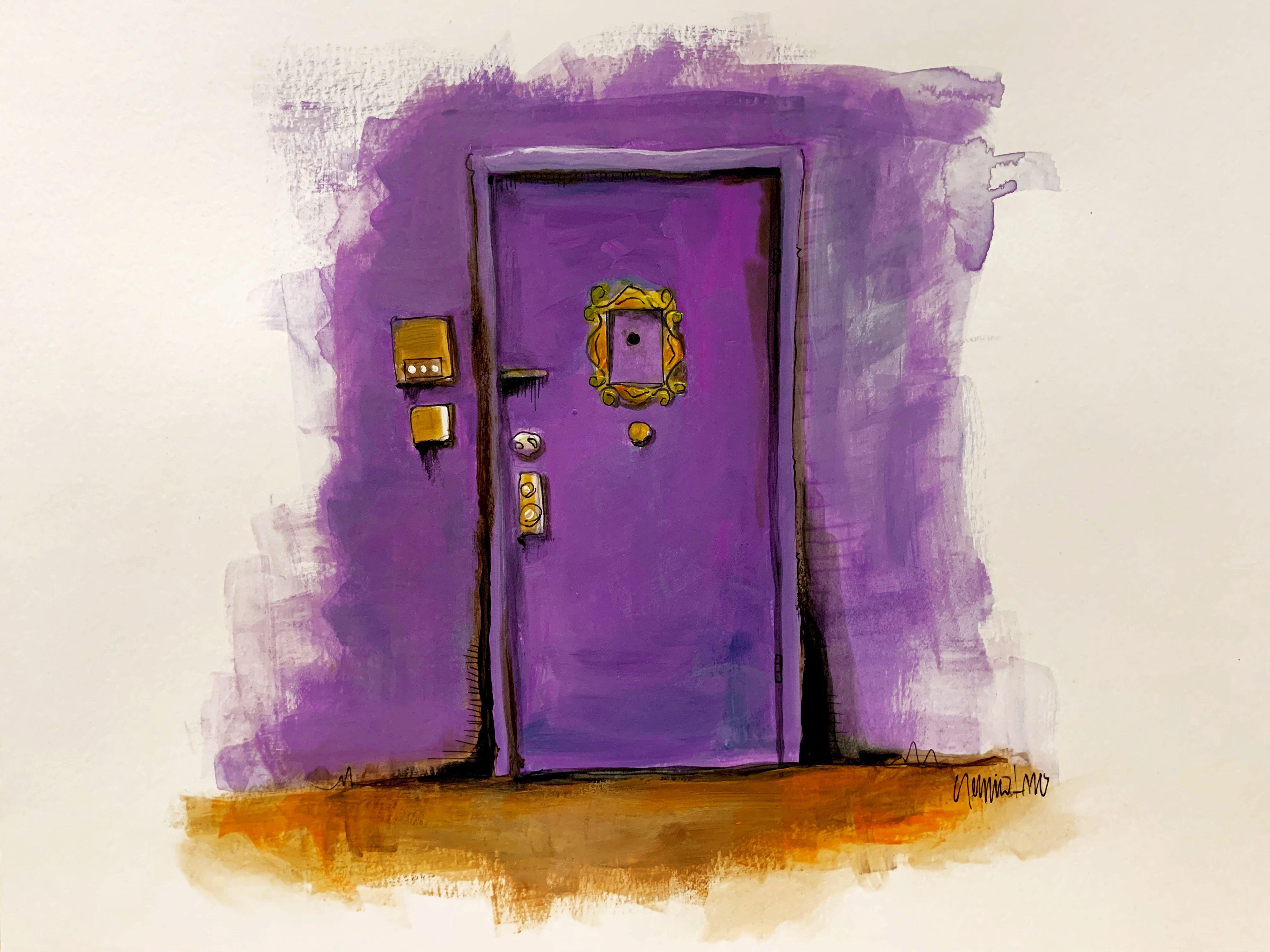 Purple Door, Drawing, Pen & Ink on Paper - Art by Sergio Lazo