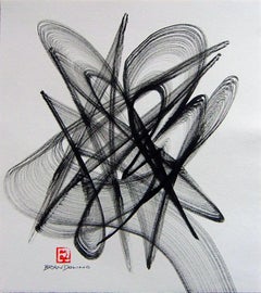 Pinselstrich-Tänzer-Serie Nr. 20, Zeichnung, Stift und Tinte auf Papier