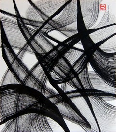 Pinselbürsten-Tänzer-Serie Nr. 08, Zeichnung, Stift und Tinte auf Papier