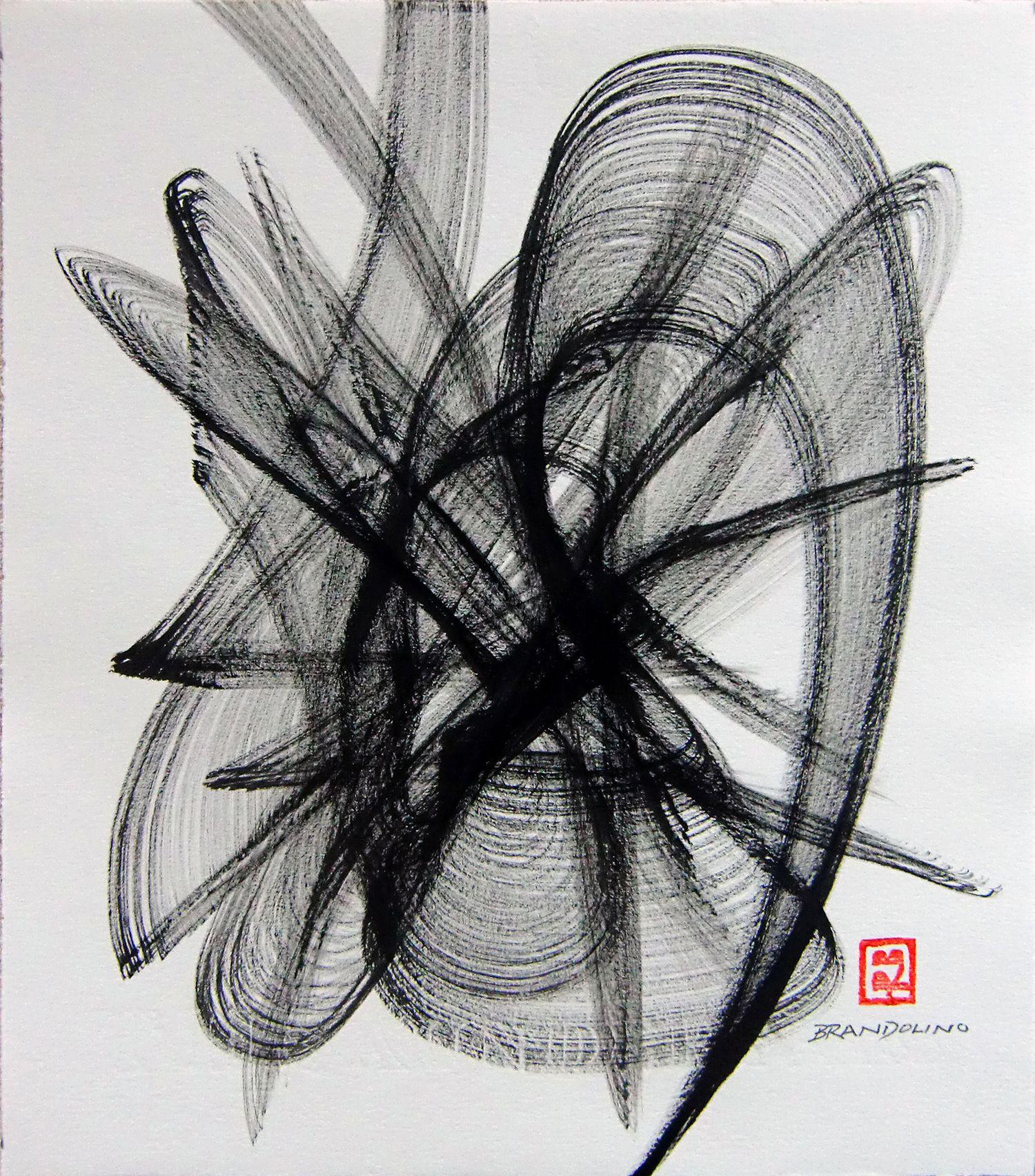 Ray Brandolino Abstract Drawing - Brush Dance Series No. 05, Drawing, Pen & Ink on Paper