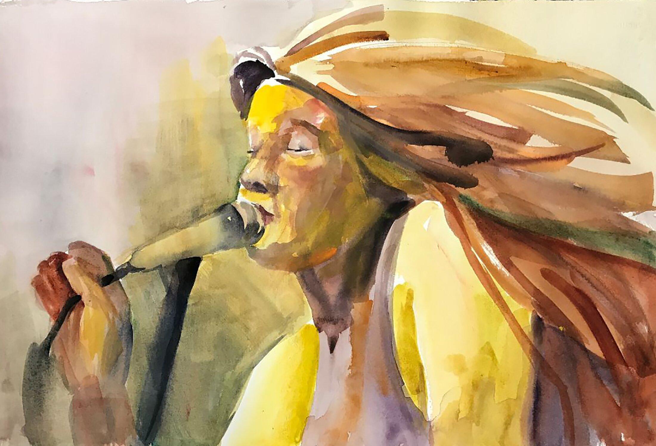 Rock Star, Painting, Watercolor on Watercolor Paper - Art by Terrece Beesley