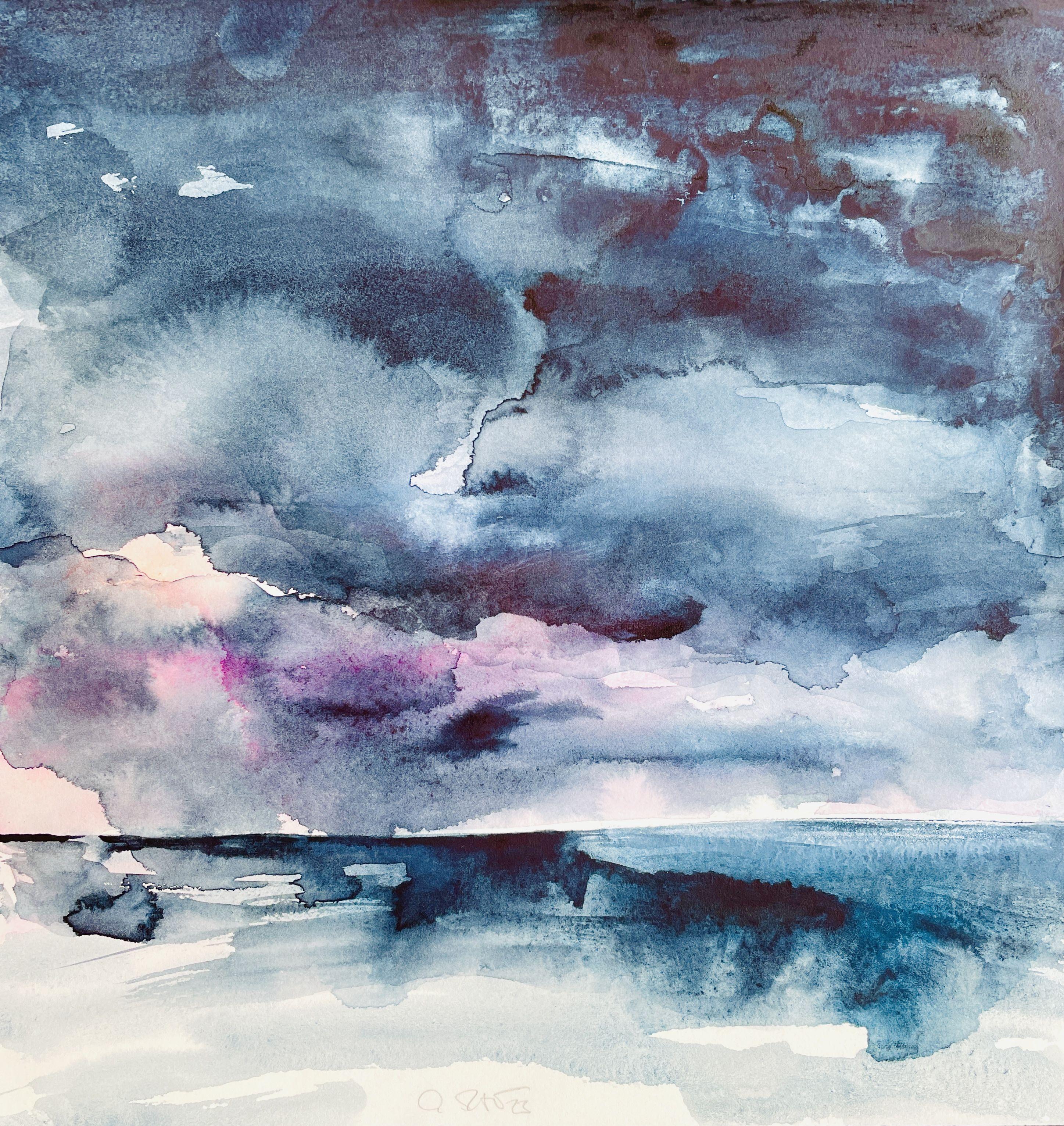 It's All About Clouds, Malerei, Aquarell auf Papier – Art von Gesa Reuter