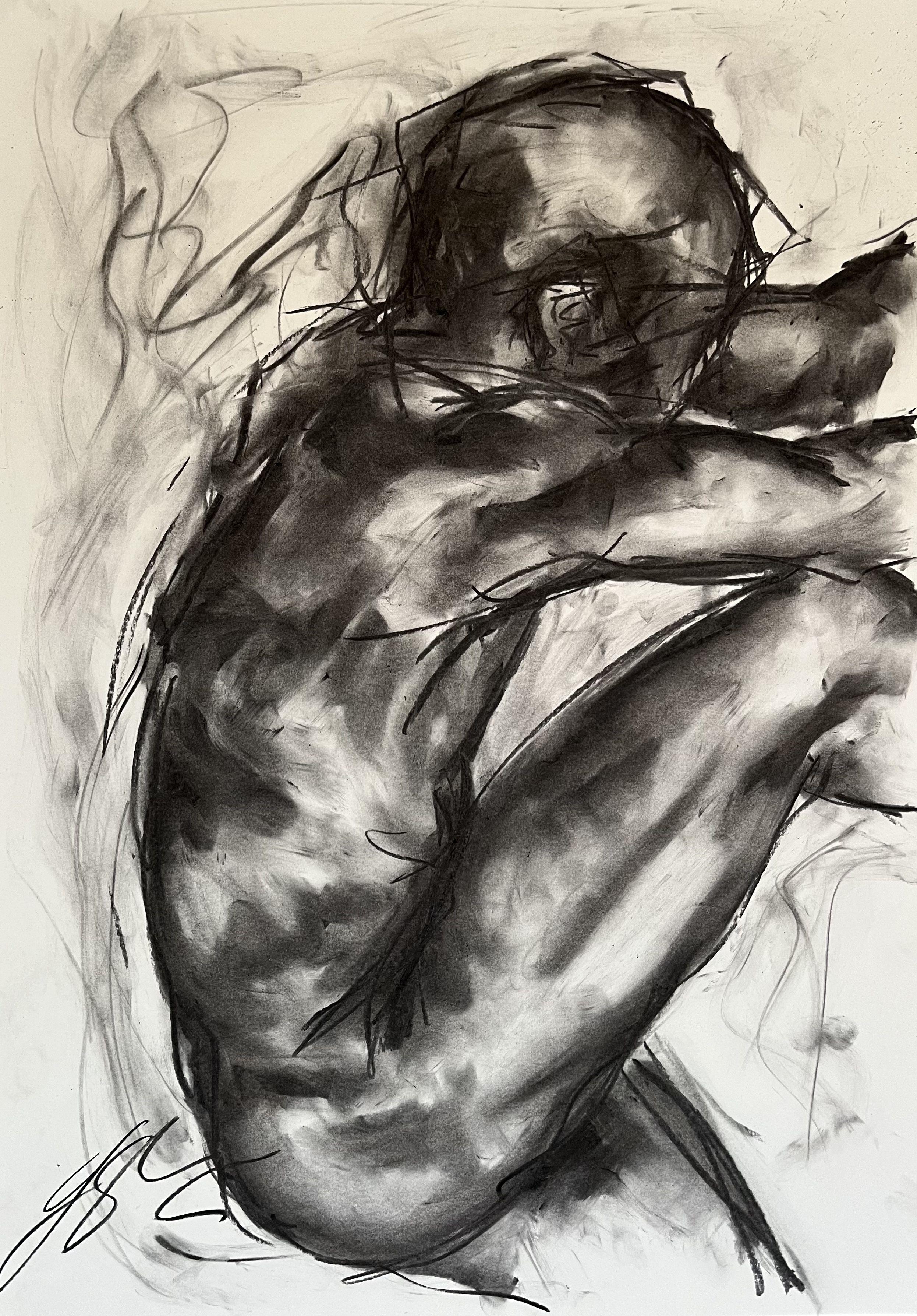 Our Best, Drawing, Charcoal on Paper - Art by James Shipton