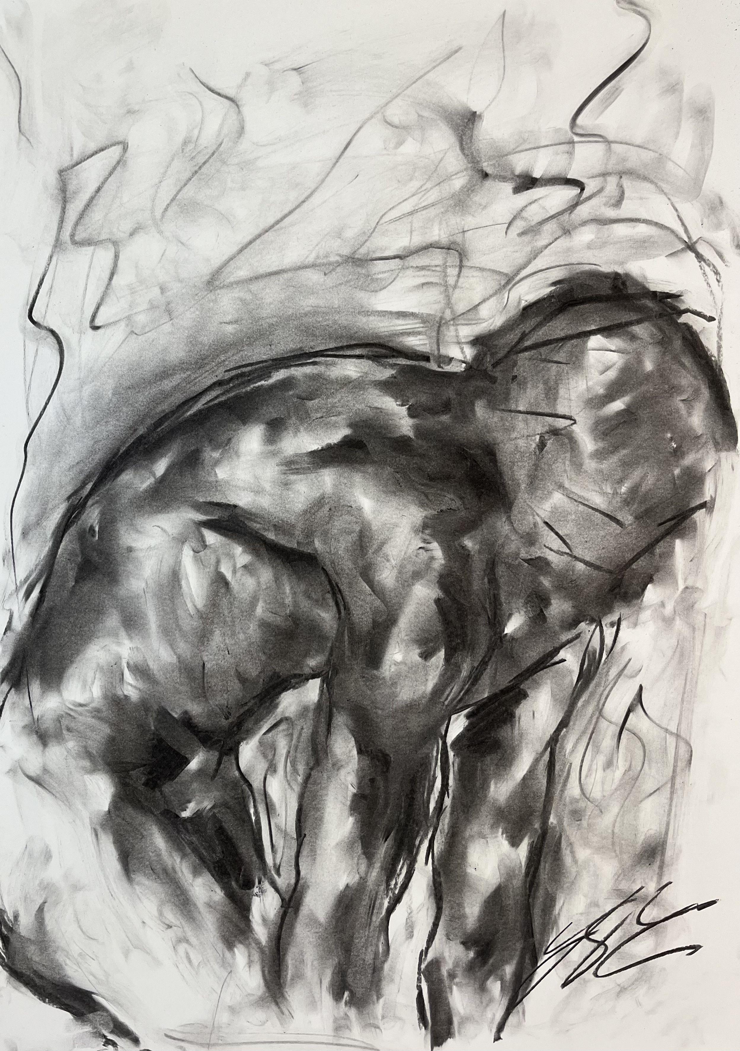 Run, Drawing, Charcoal on Paper - Art by James Shipton