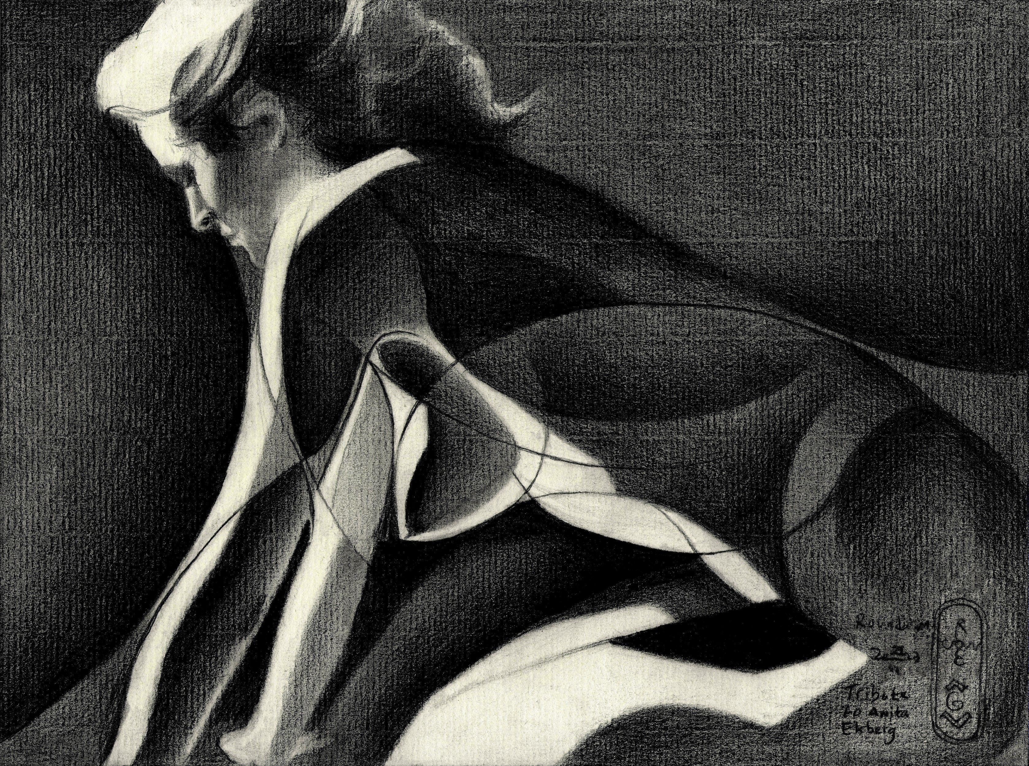 Roundism (Tribute to Anita Ekberg) â€“ 22-06-23, Drawing, Pencil/Colored Pencil  - Art by Corne Akkers