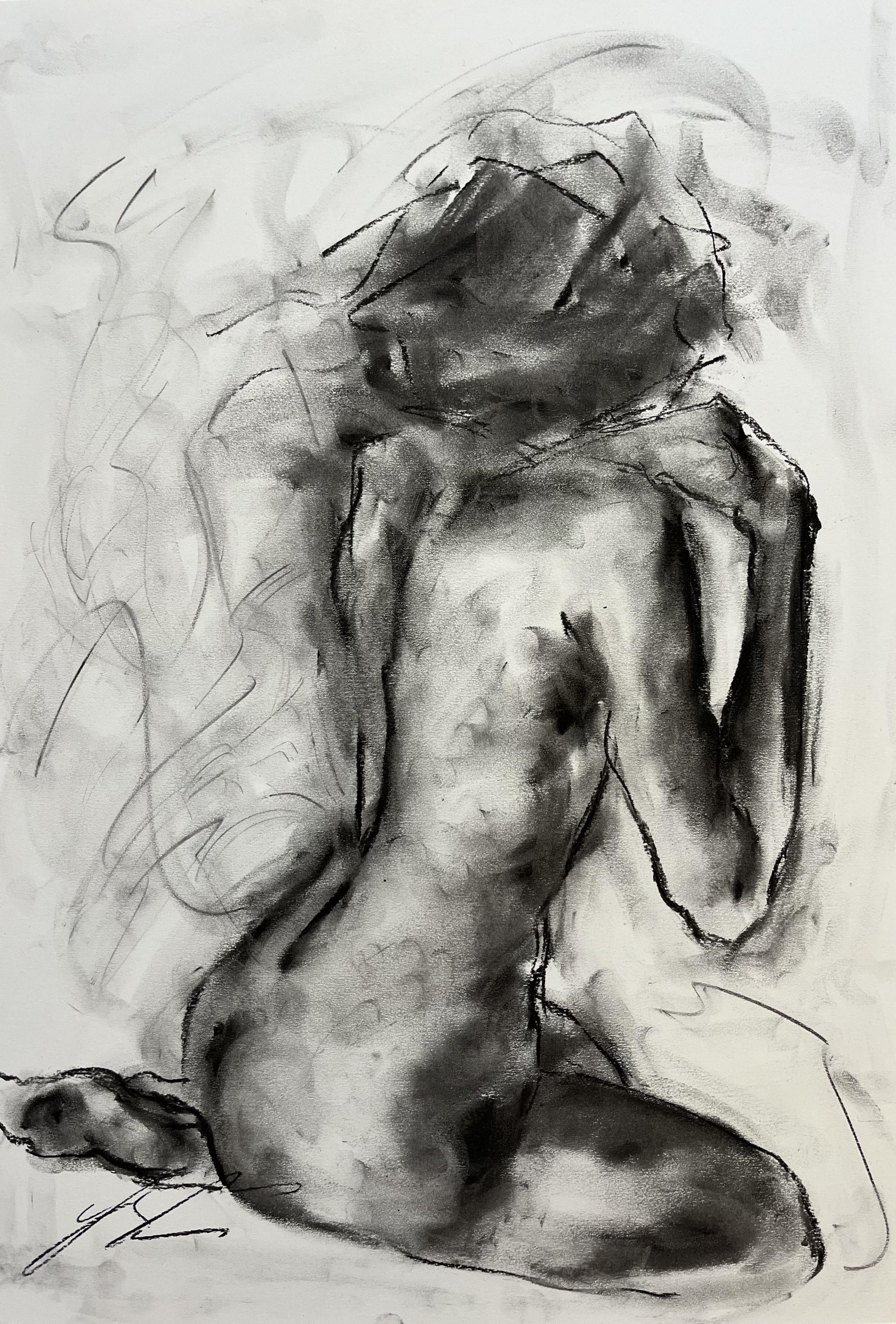 Pretend, Drawing, Charcoal on Paper - Art by James Shipton
