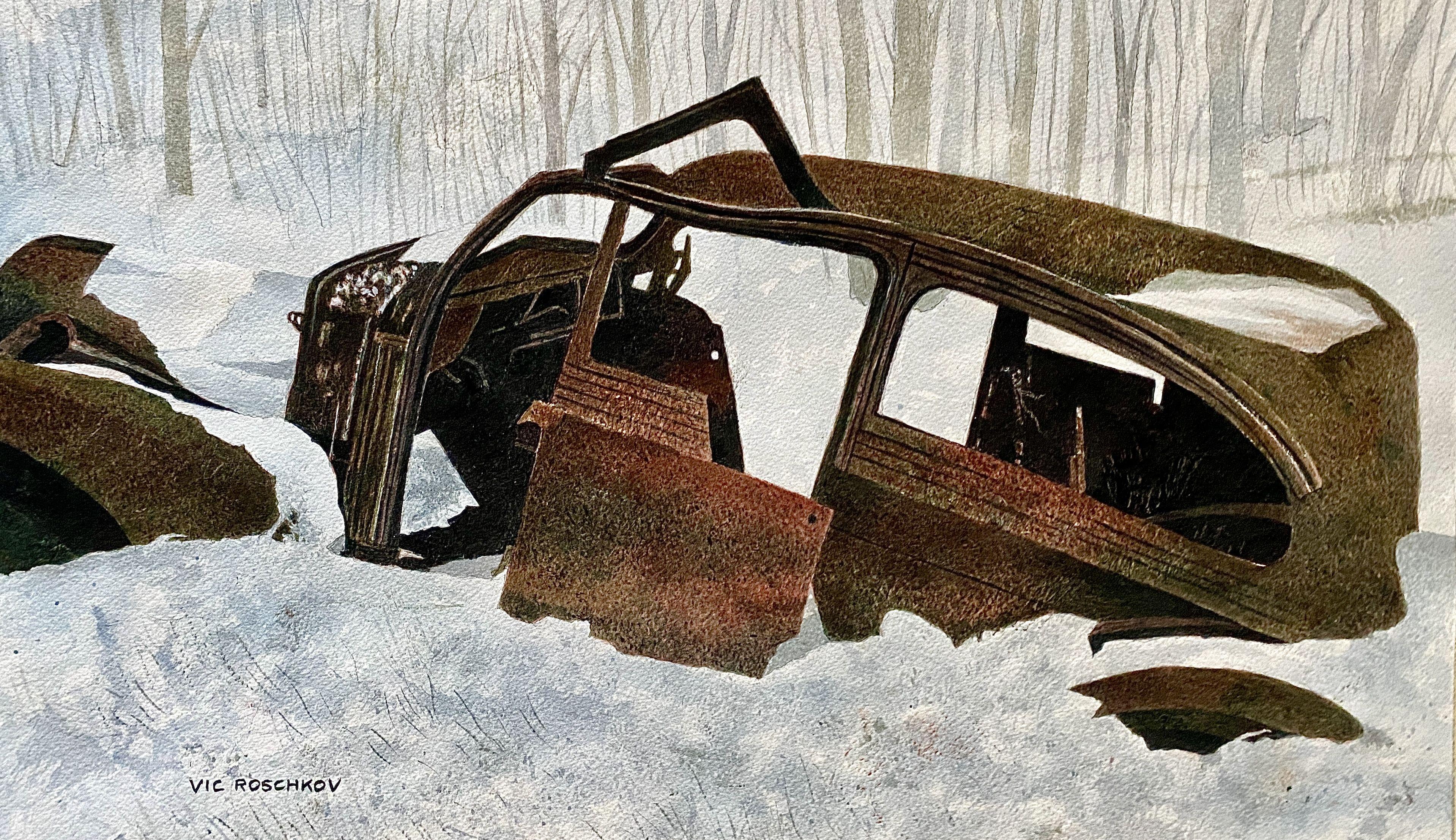 Schneewittchen, Gemälde, Aquarell auf Aquarellpapier – Art von Victor Roschkov