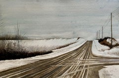 Winter Road, Painting, Watercolor on Watercolor Paper