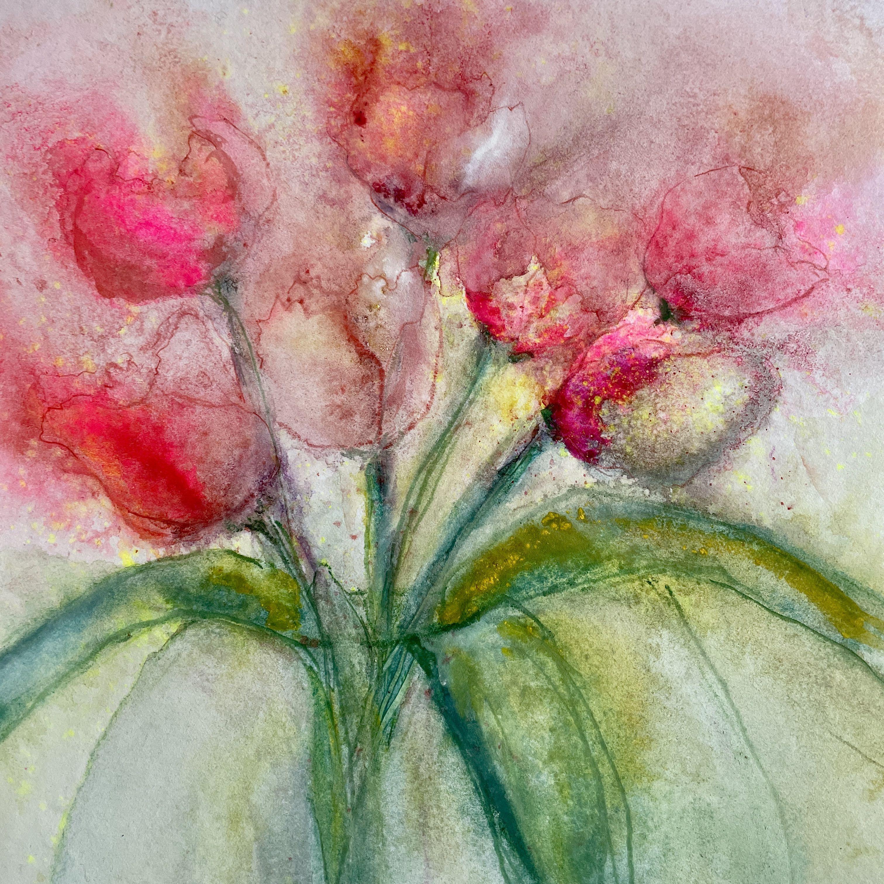 A Hint of Tulips, Painting, Watercolor on Paper - Art by Gesa Reuter
