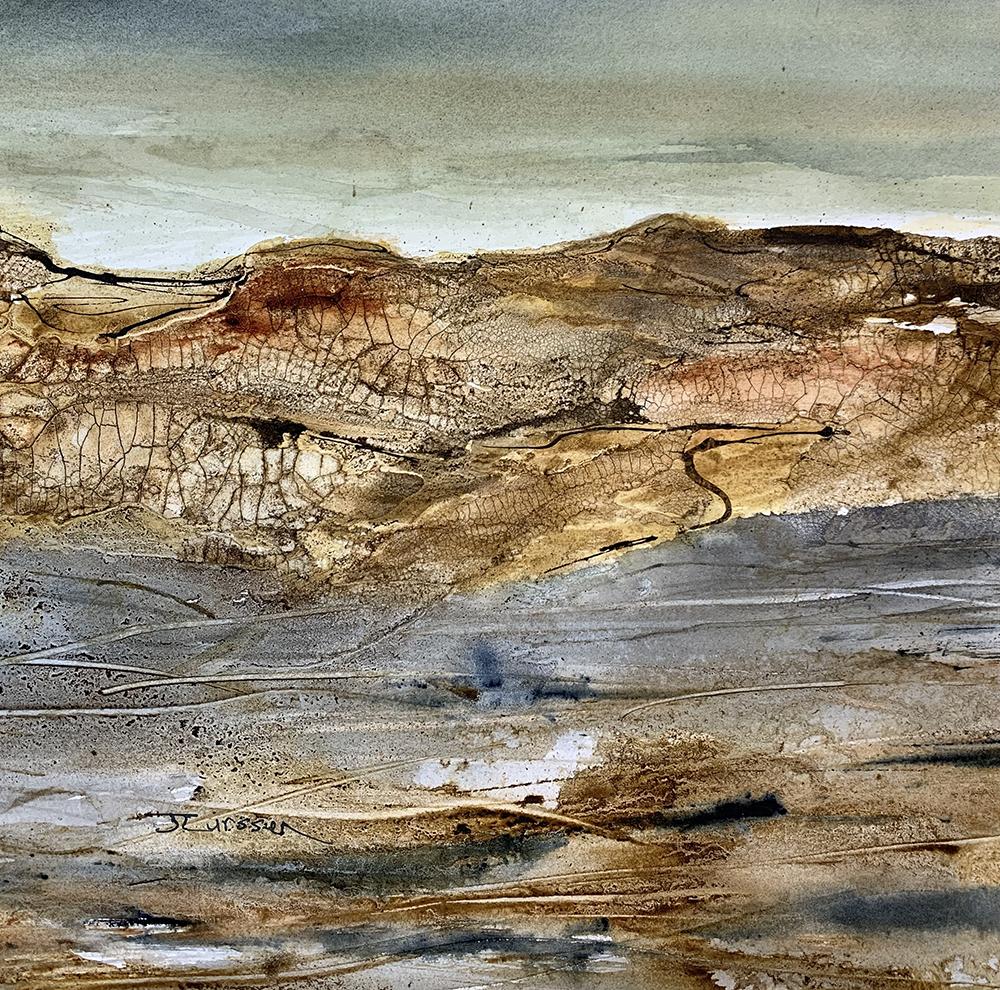Jean Lurssen Abstract Drawing - Landscape Textures, Painting, Watercolor on Watercolor Paper