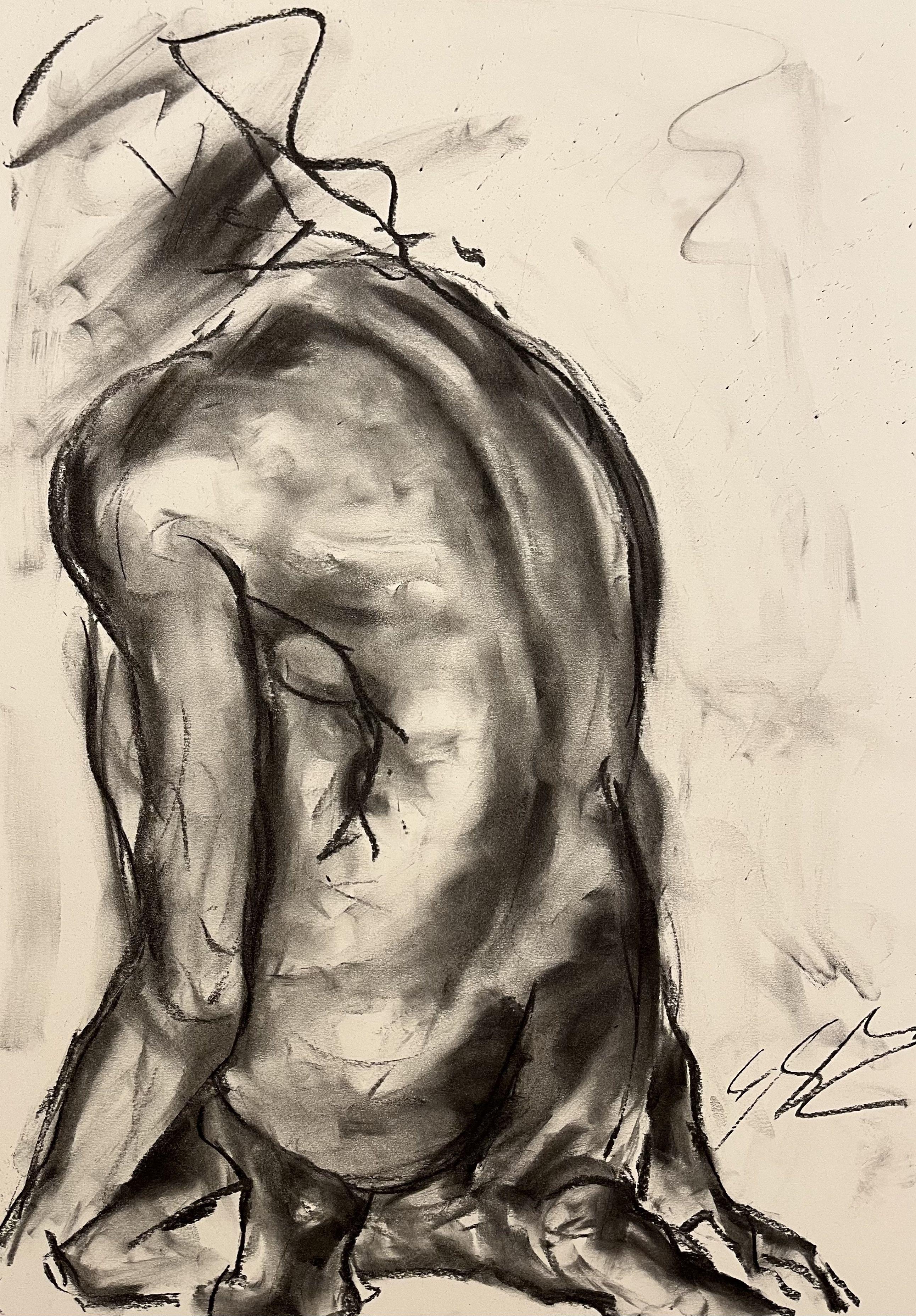 Determination, Drawing, Charcoal on Paper - Art by James Shipton
