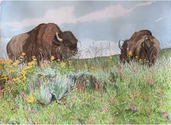 Yellowstone Bison, Painting, Watercolor on Watercolor Paper
