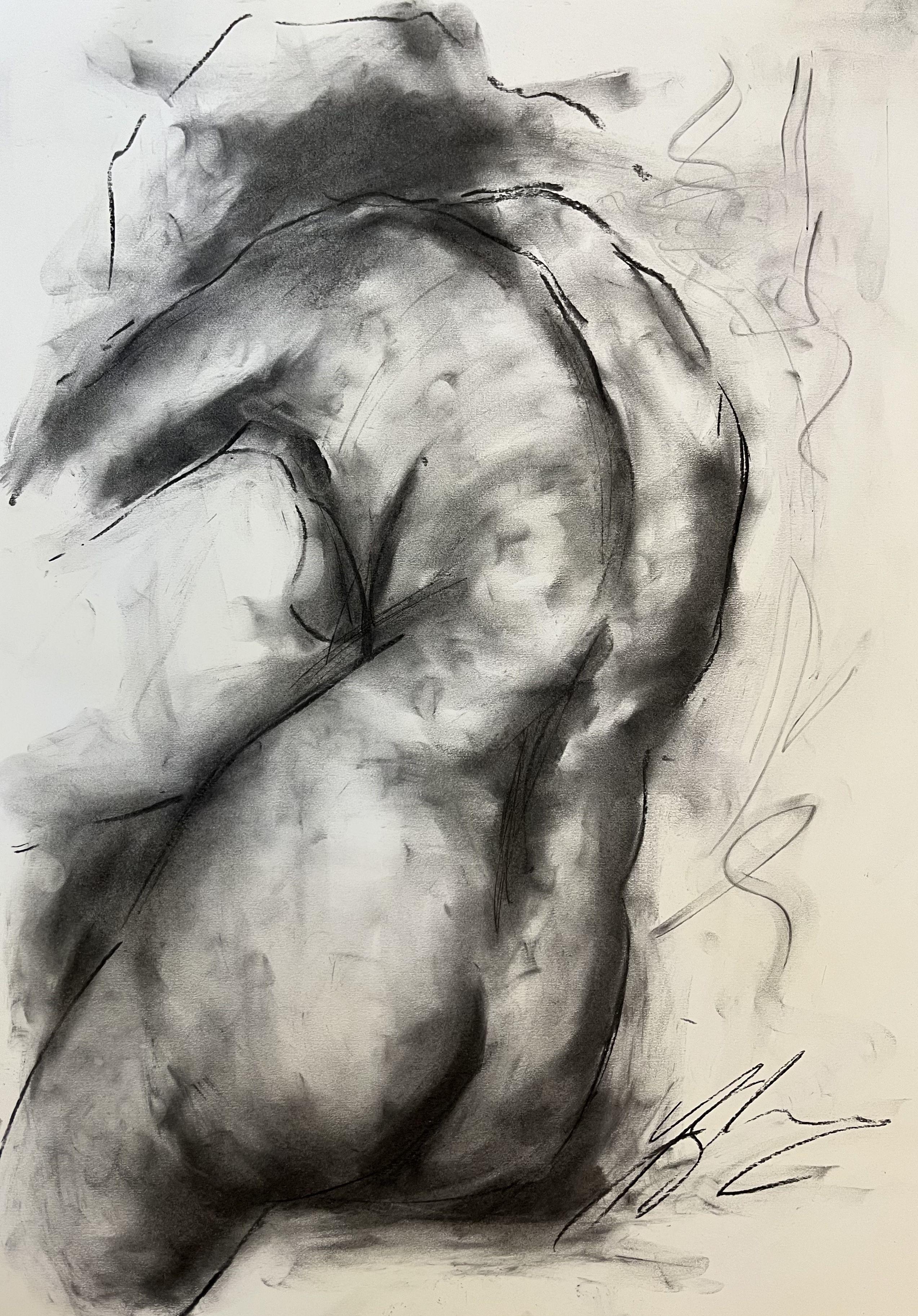 Deception, Drawing, Charcoal on Paper - Art by James Shipton