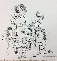 Familie, Zeichnung, Stift und Tinte auf Aquarellpapier