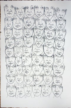 FACES #3, Drawing, Pen & Ink on Watercolor Paper