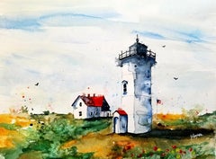 Lighthouse, Painting, Watercolor on Watercolor Paper