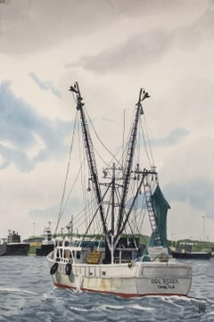 Un buen día de pesca, Pintura, Acuarela sobre papel