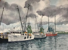Shrimp Boats, Tampa, Fl., Painting, Watercolor on Paper