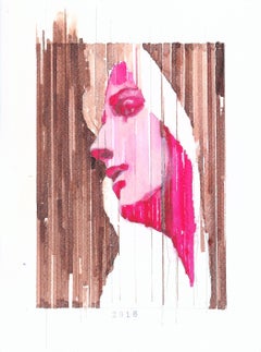 Interpretation I Virgin Mary, dessin, stylo et encre sur papier aquarelle