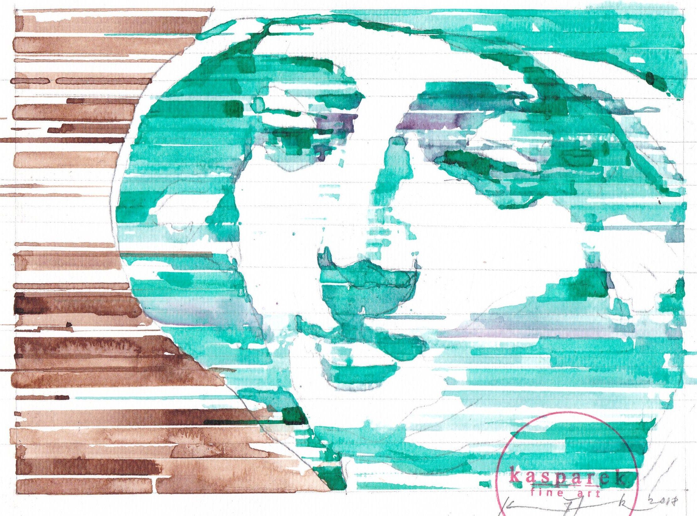 Interpretation I Portrait of a Girl, dessin, stylo et encre sur papier aquarelle
