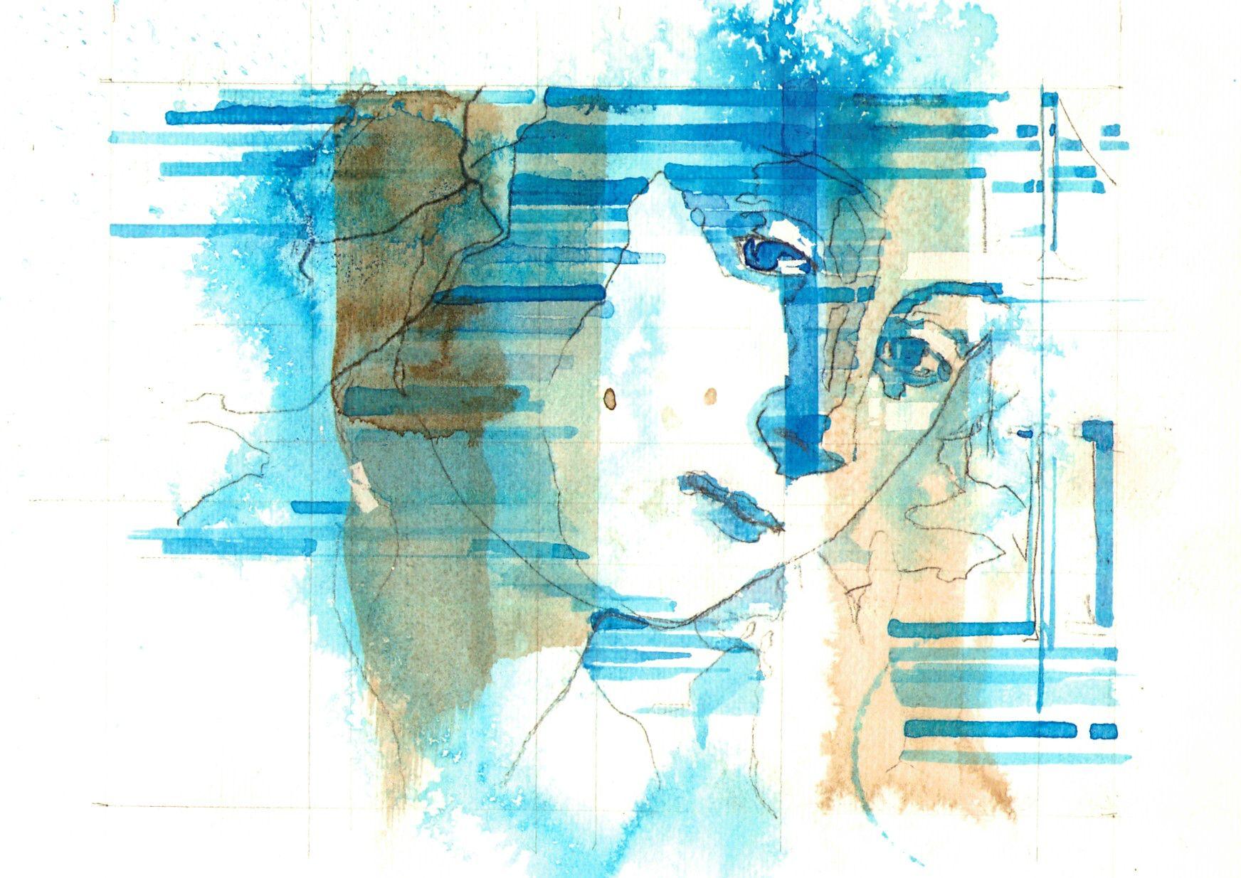Interpretation I Madonna with a Child (détail), dessin, stylo et encre sur papier
