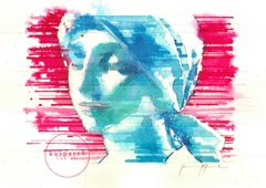 Interpretation I Girl with a Headscarf, Drawing, Pen & Ink on Paper