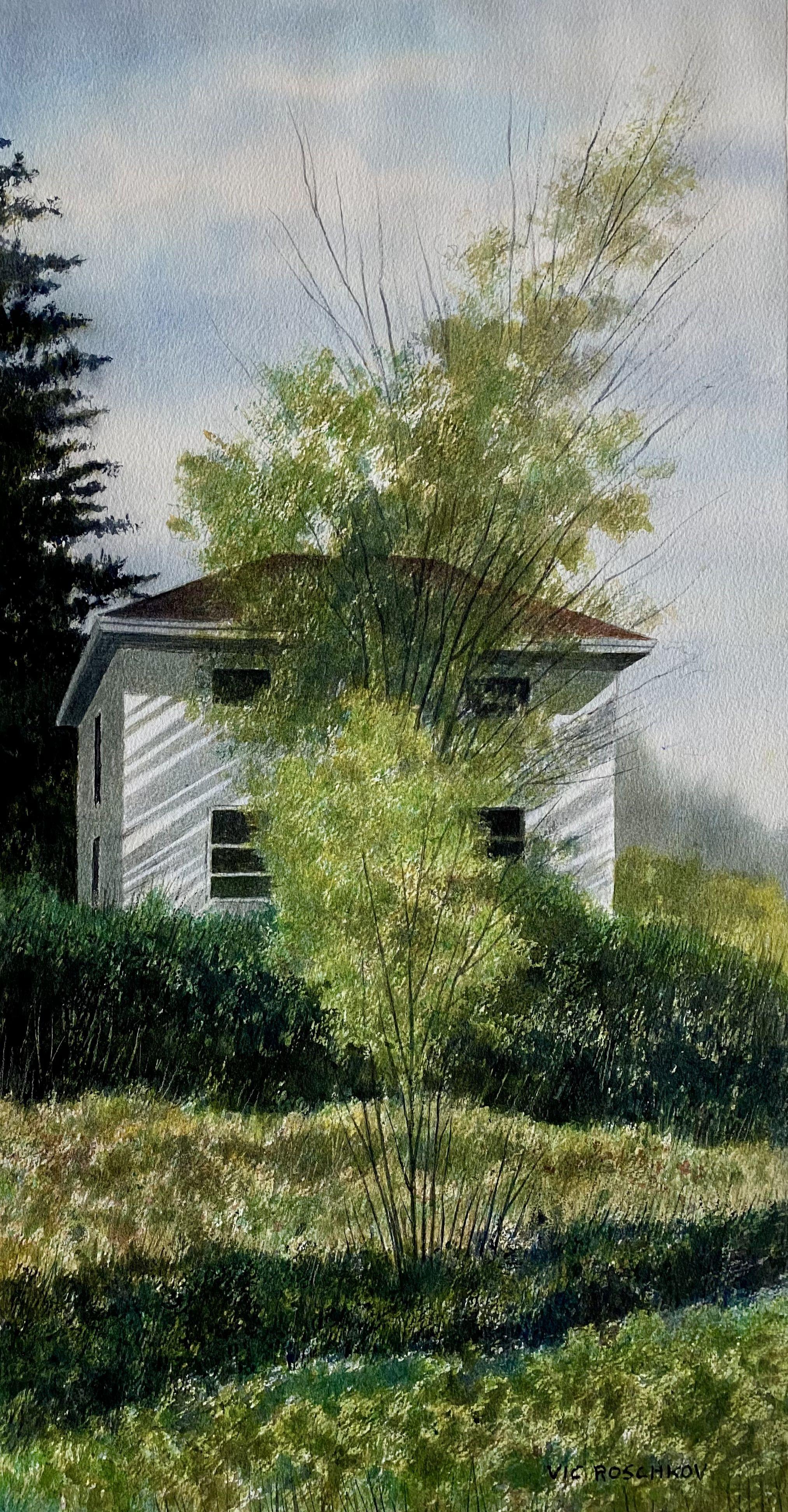 Mitte des Sommers, Gemälde, Aquarell auf Aquarellpapier – Art von Victor Roschkov