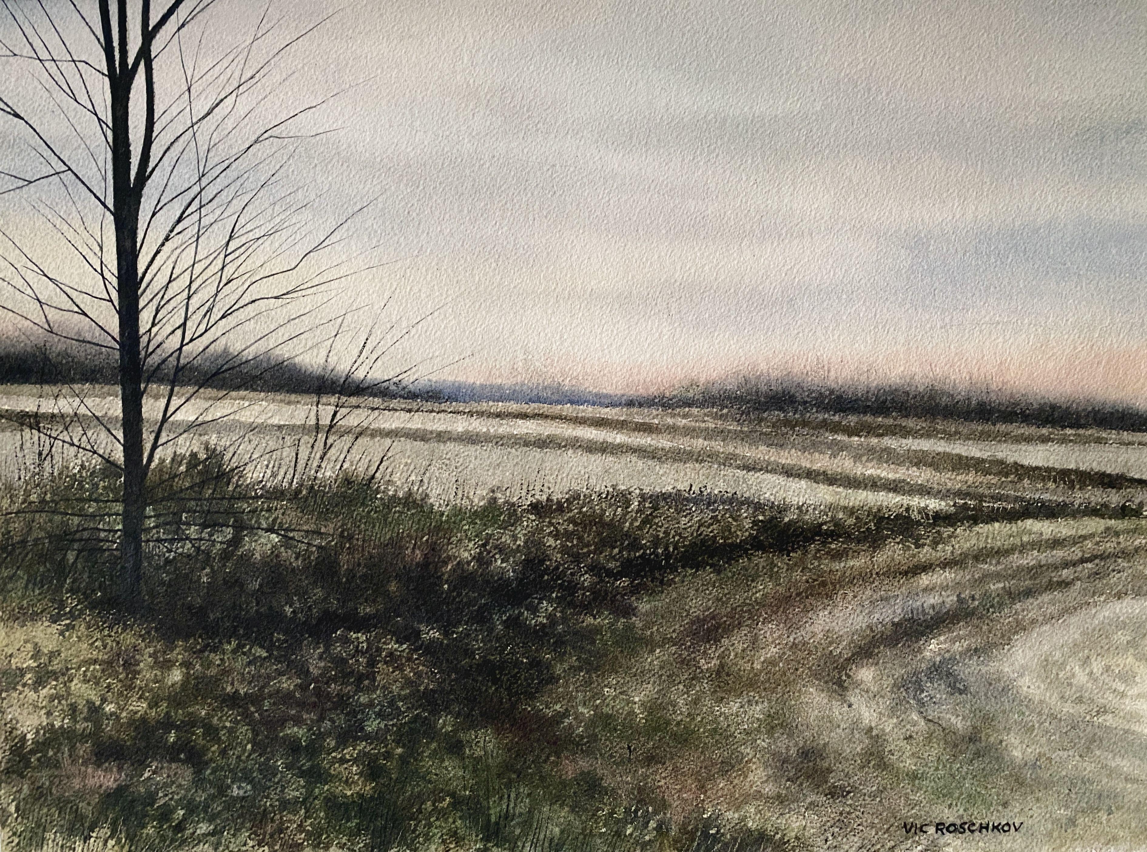 Dawn, Gemälde, Aquarell auf Aquarellpapier – Art von Victor Roschkov