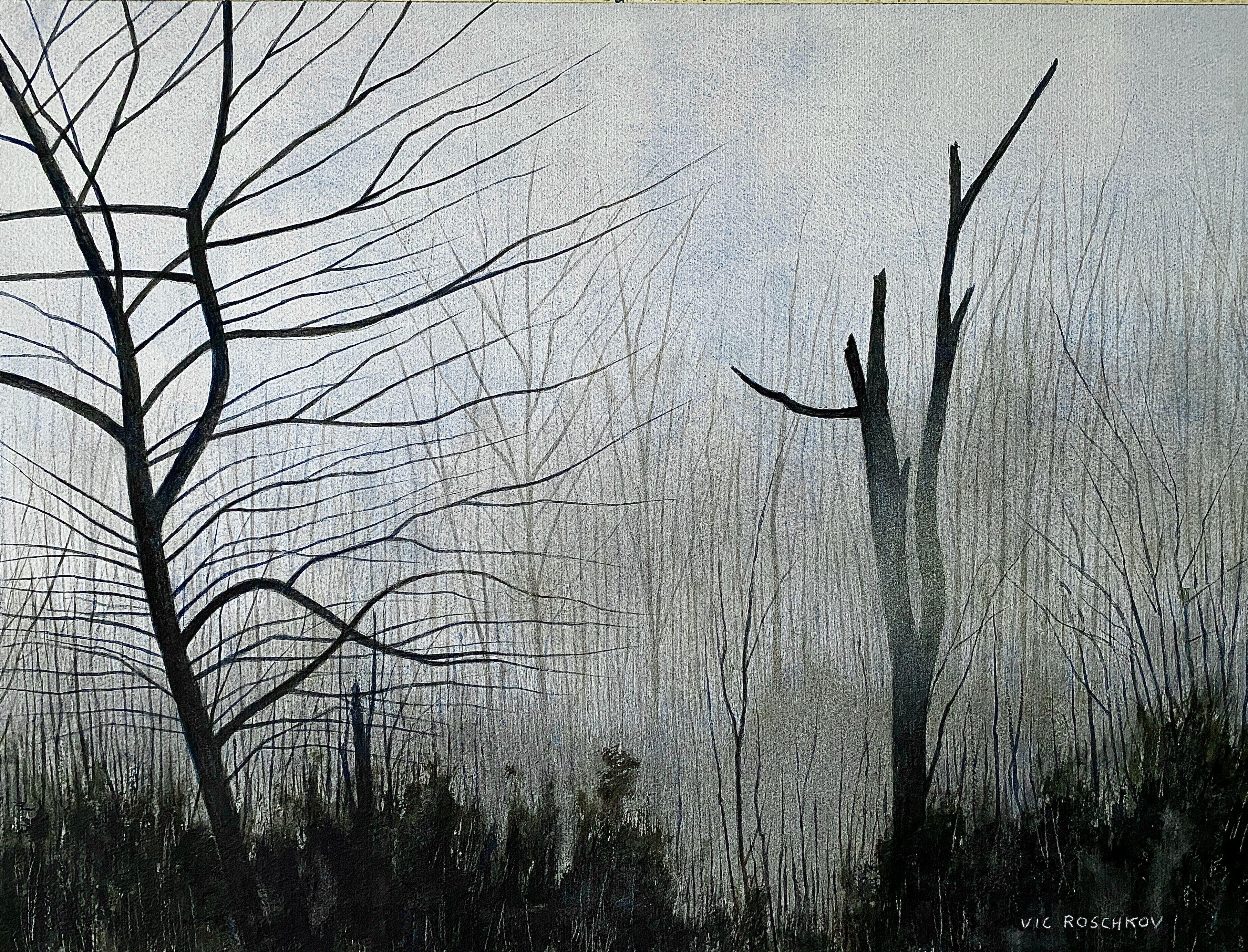 Rising Mist, Gemälde, Aquarell auf Aquarellpapier – Art von Victor Roschkov