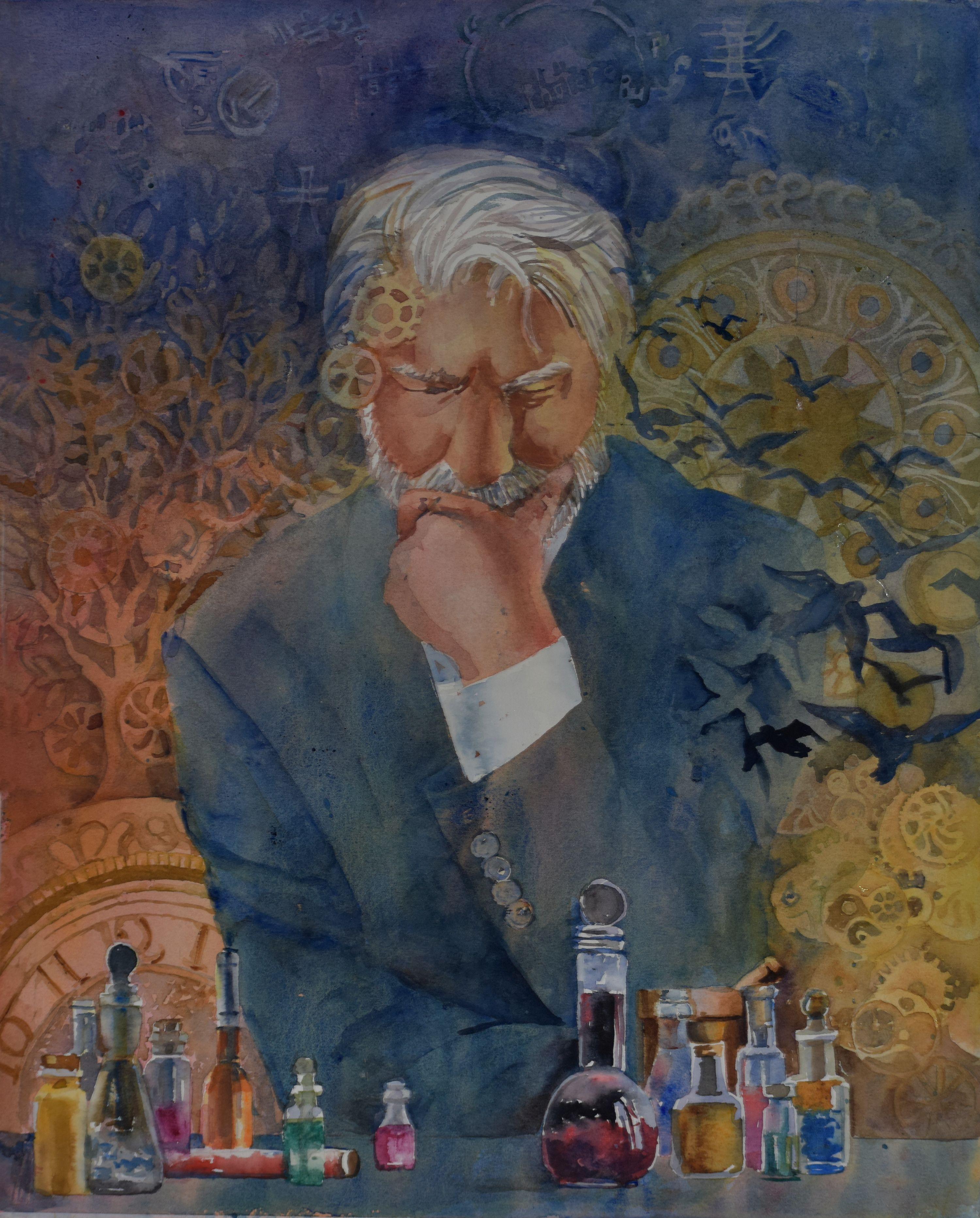 The Alchemist, Painting, Watercolor on Watercolor Paper - Art by Terrece Beesley