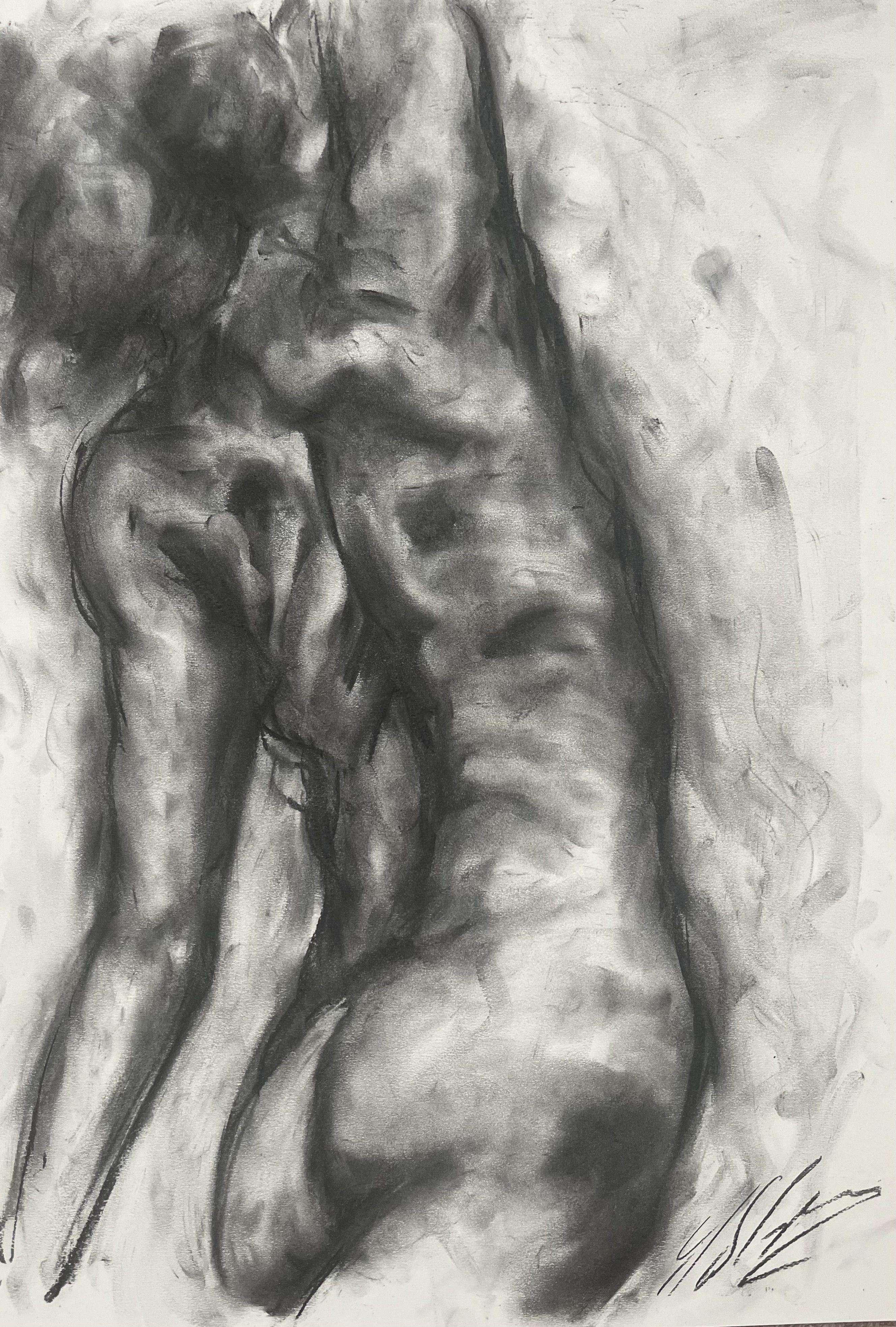 Reach Out, Drawing, Charcoal on Paper - Art by James Shipton