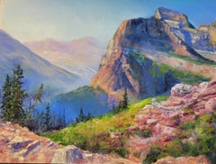 La vallée des géants, dessin, pastels sur papier de sable pastel