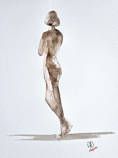Beautiful Nude, Painting, Watercolor on Watercolor Paper