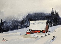 Red Barn, Painting, Watercolor on Watercolor Paper