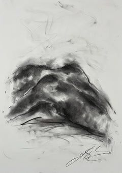 River, Drawing, Charcoal on Paper