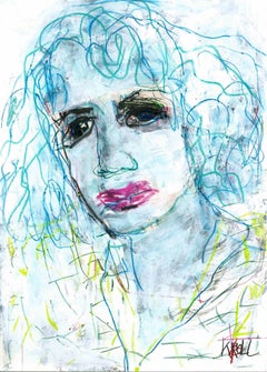 Girl with blue hair, Drawing, Pencil/Colored Pencil on Paper