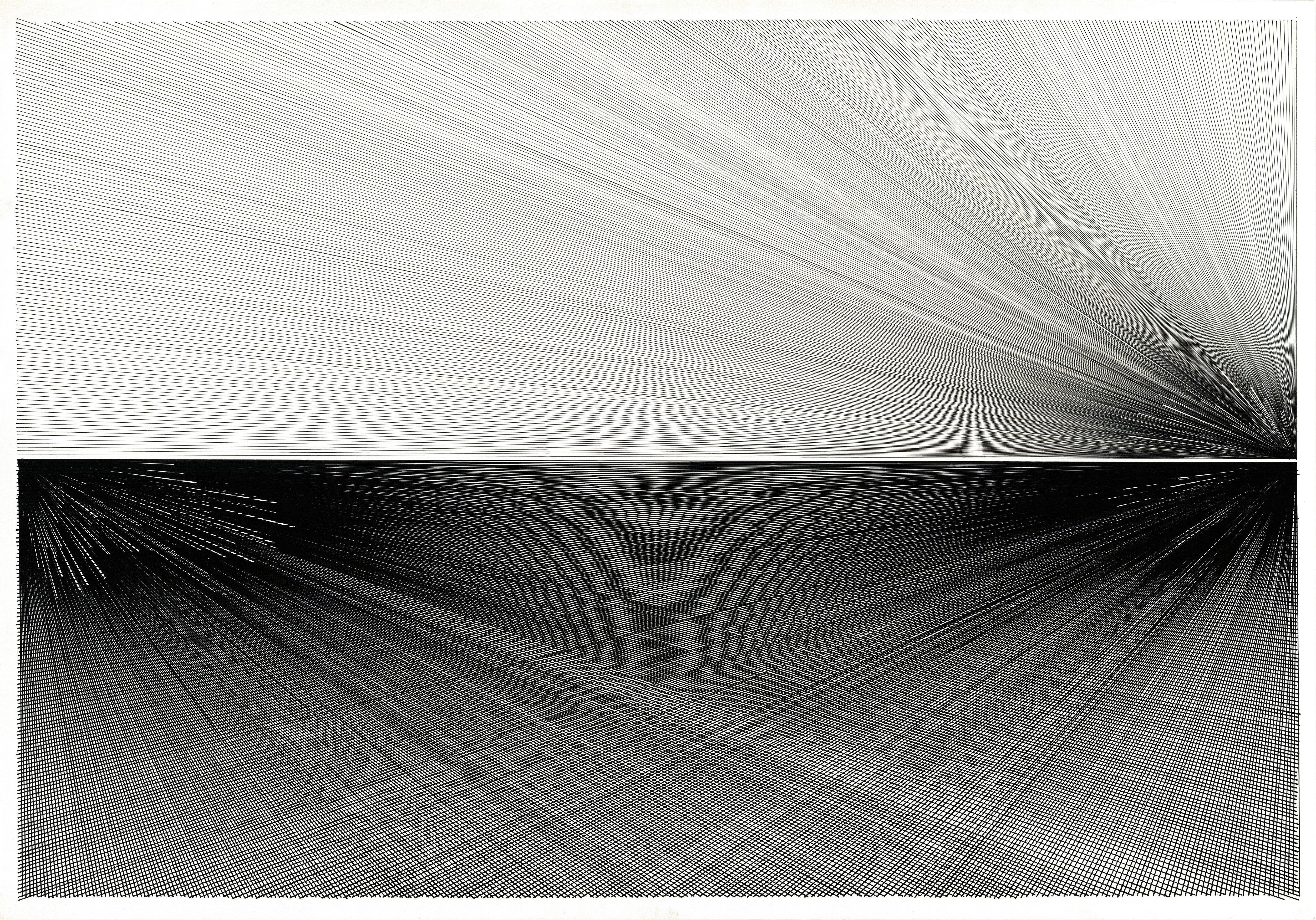 Andrew Bator Abstract Drawing – Über die Vorstellungskraft hinaus, Zeichnung, Stift und Tinte auf Papier