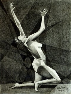 Art Deco Nude - 16-09-22, Drawing, Pencil/Colored Pencil on Paper