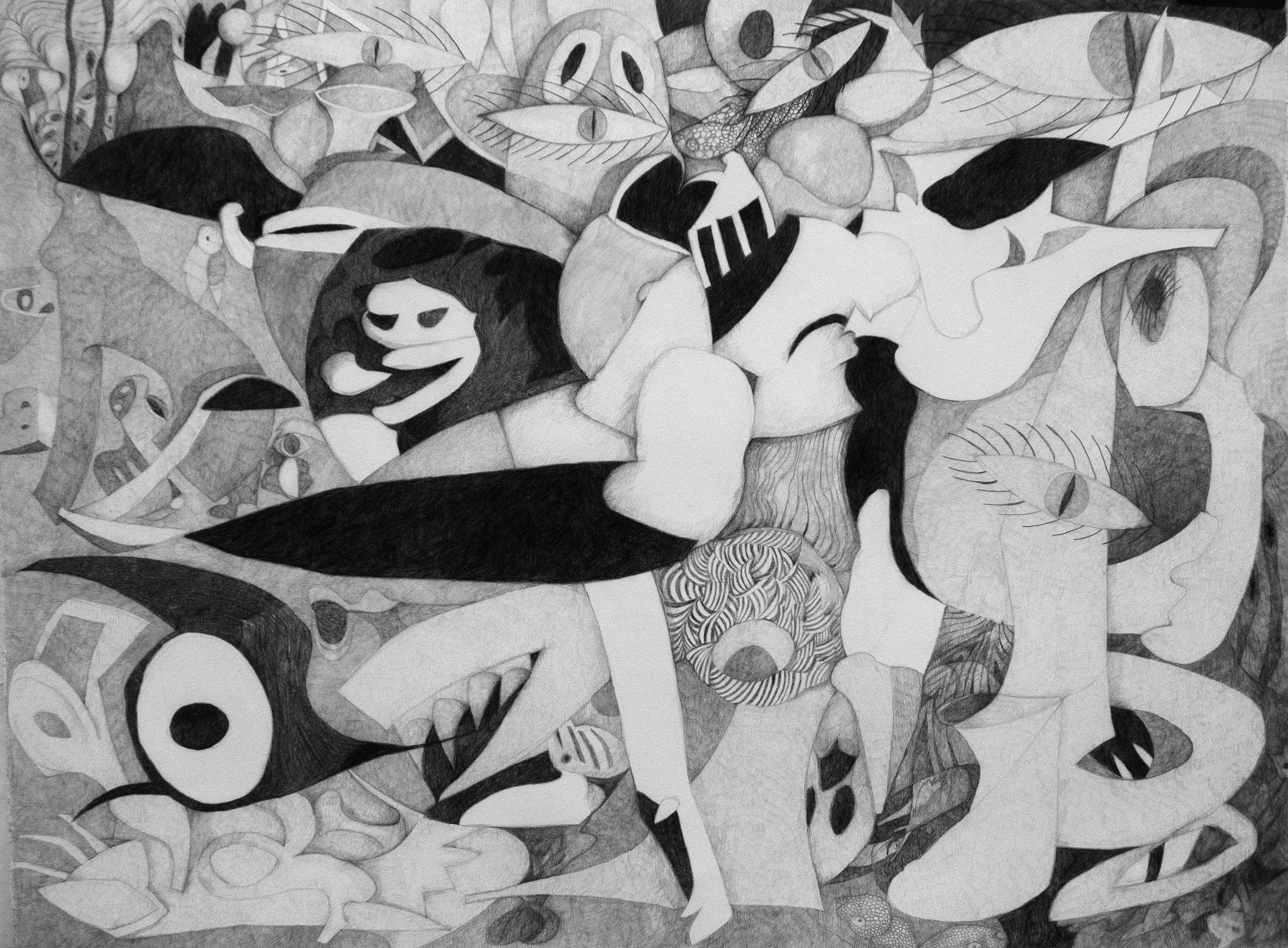 Craig Moran Abstract Drawing - Frenzy, Drawing, Pencil/Colored Pencil on Paper
