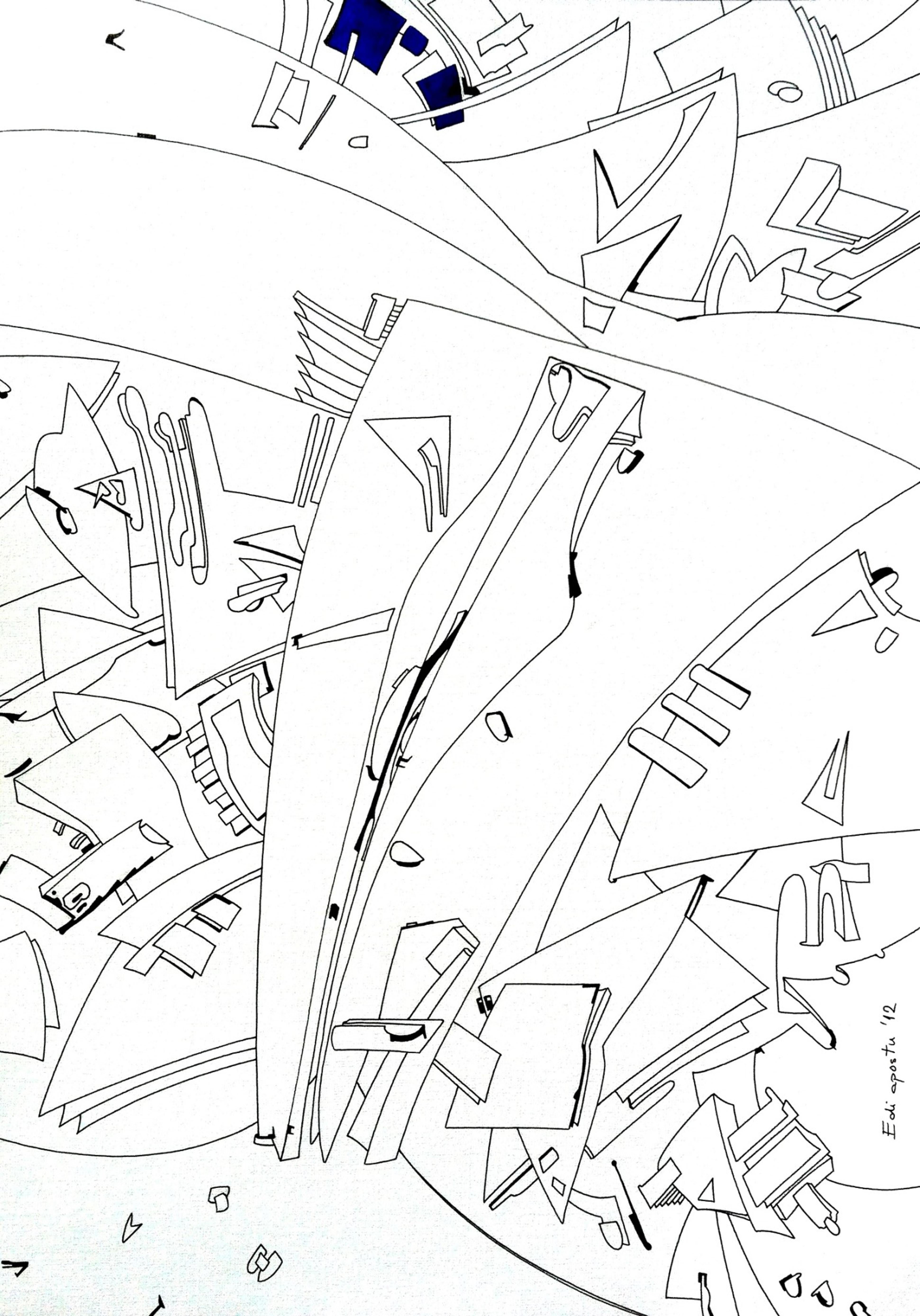 Edi Apostu Abstract Drawing - Le secret que j'aime, Drawing, Pen & Ink on Paper