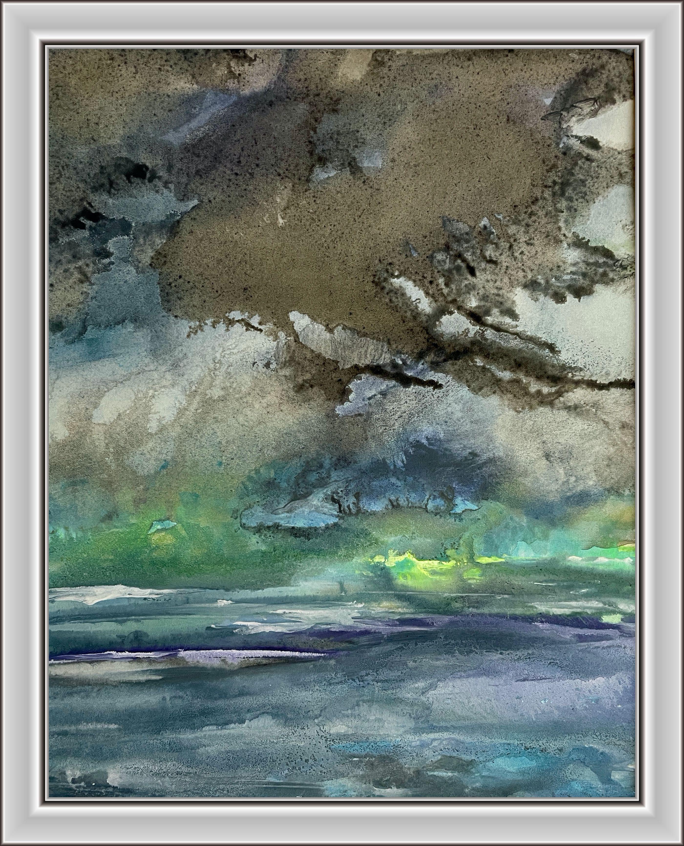 Sehen Sie sich einige Wolken heute an, Gemälde, Aquarell auf Papier (Zeitgenössisch), Art, von Gesa Reuter
