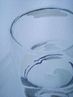Glass of Water and Shells, Painting, Watercolor on Watercolor Paper