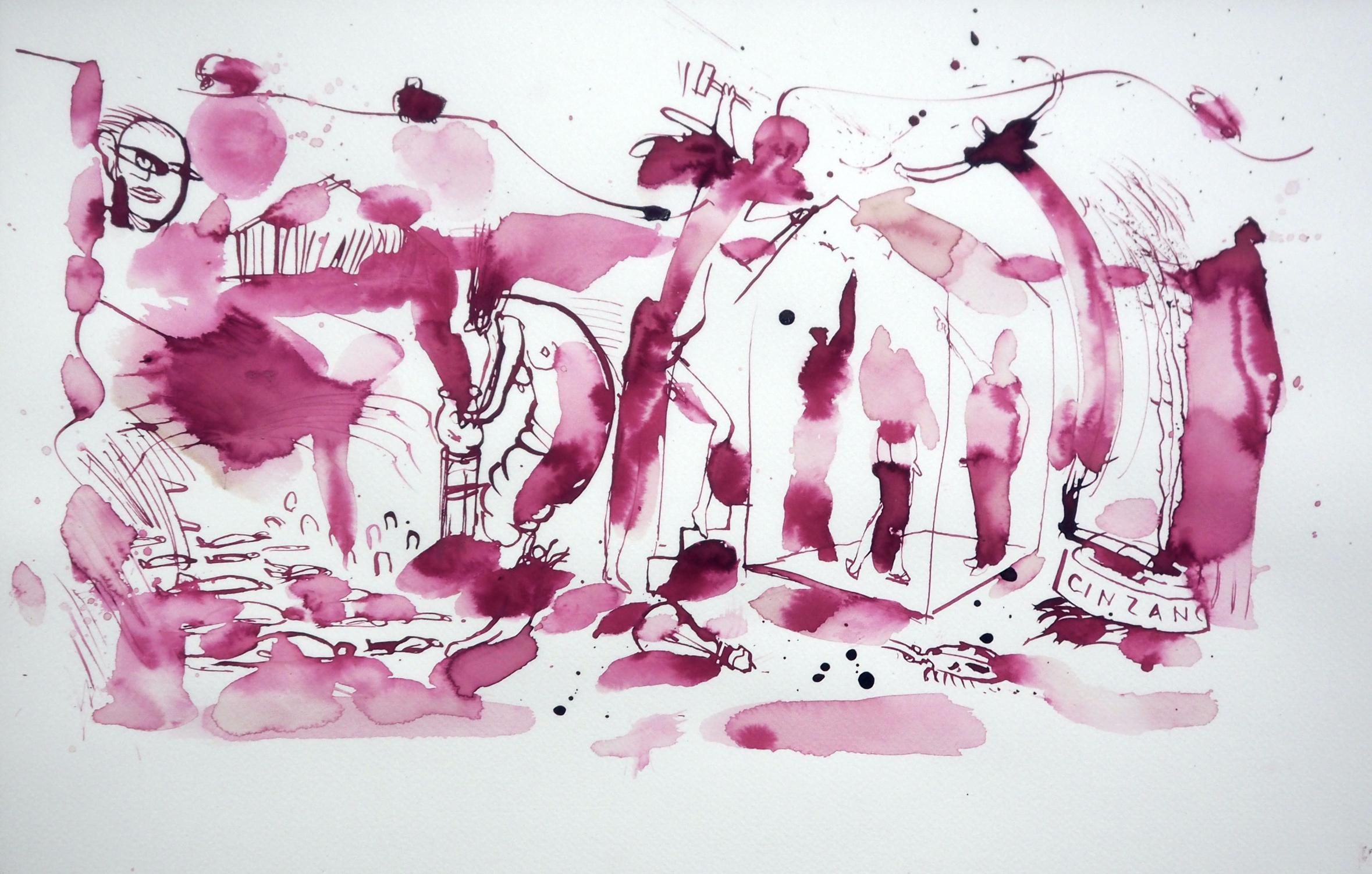may dieses Haus sicher sein, Zeichnung, Feder und Tinte auf Aquarellpapier – Art von Edward Zelinsky