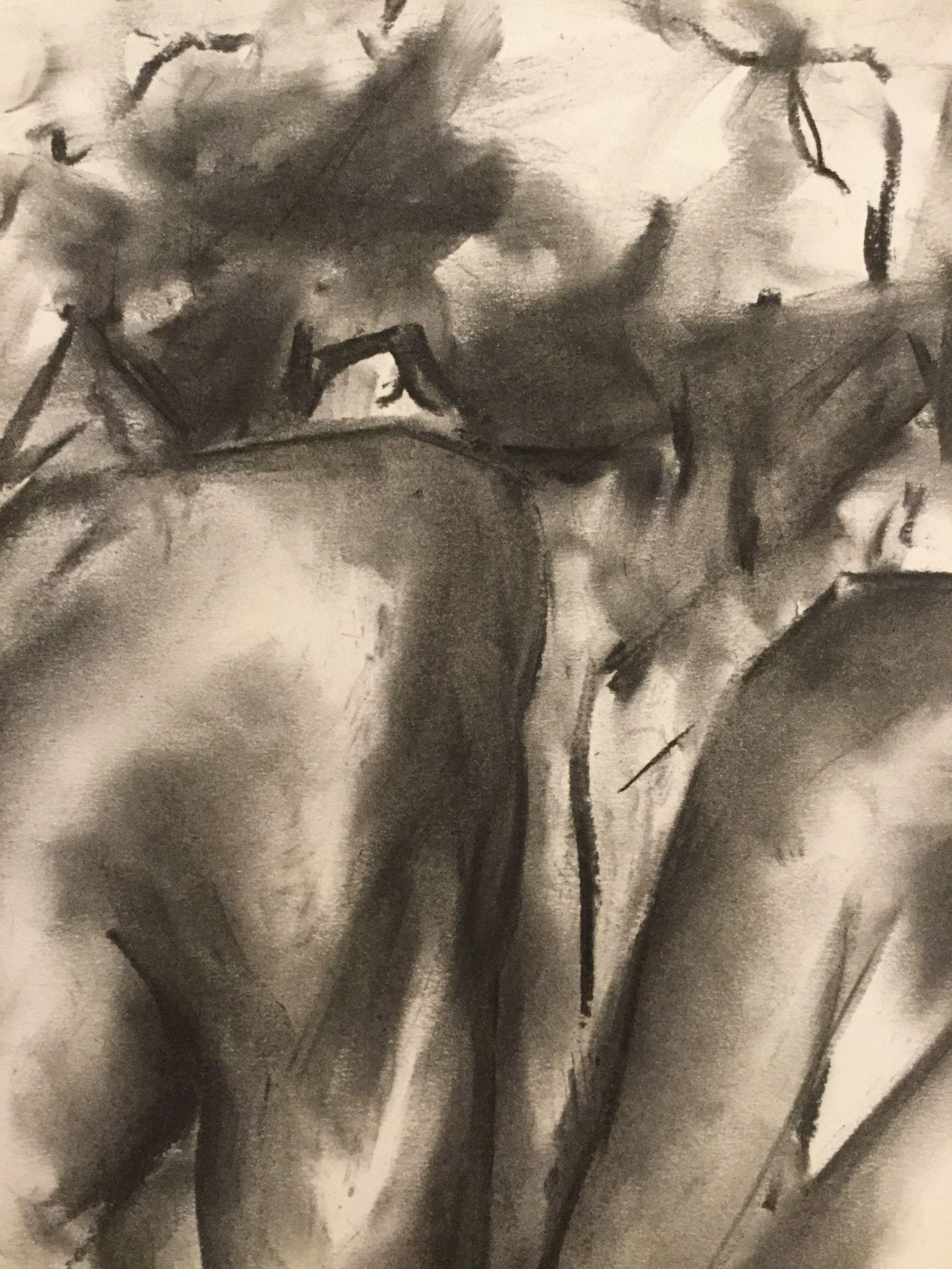 Once Again, Drawing, Charcoal on Paper - Impressionist Art by James Shipton