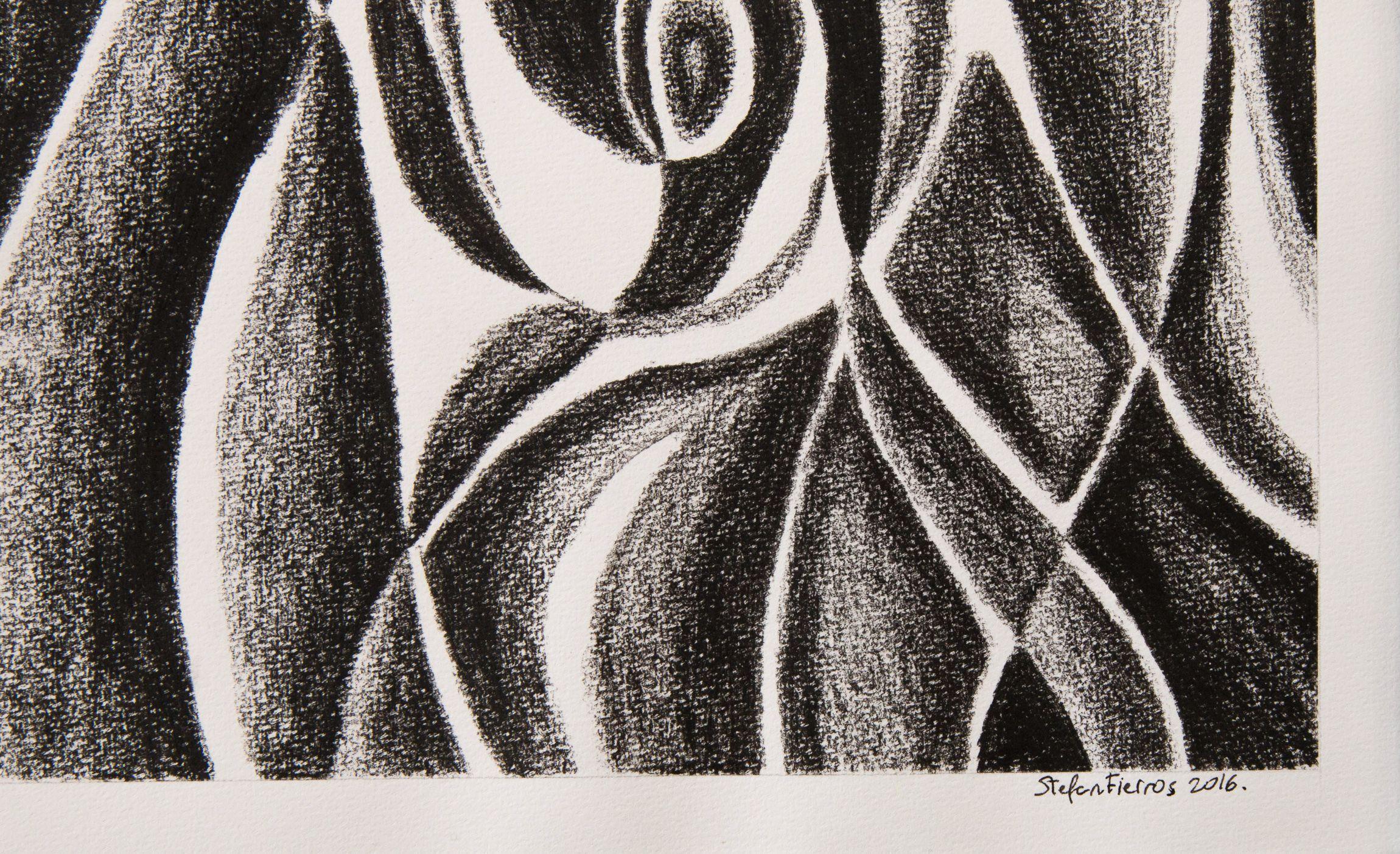 The Guardians, Drawing, Charcoal on Paper - Abstract Art by Stefan Fierros
