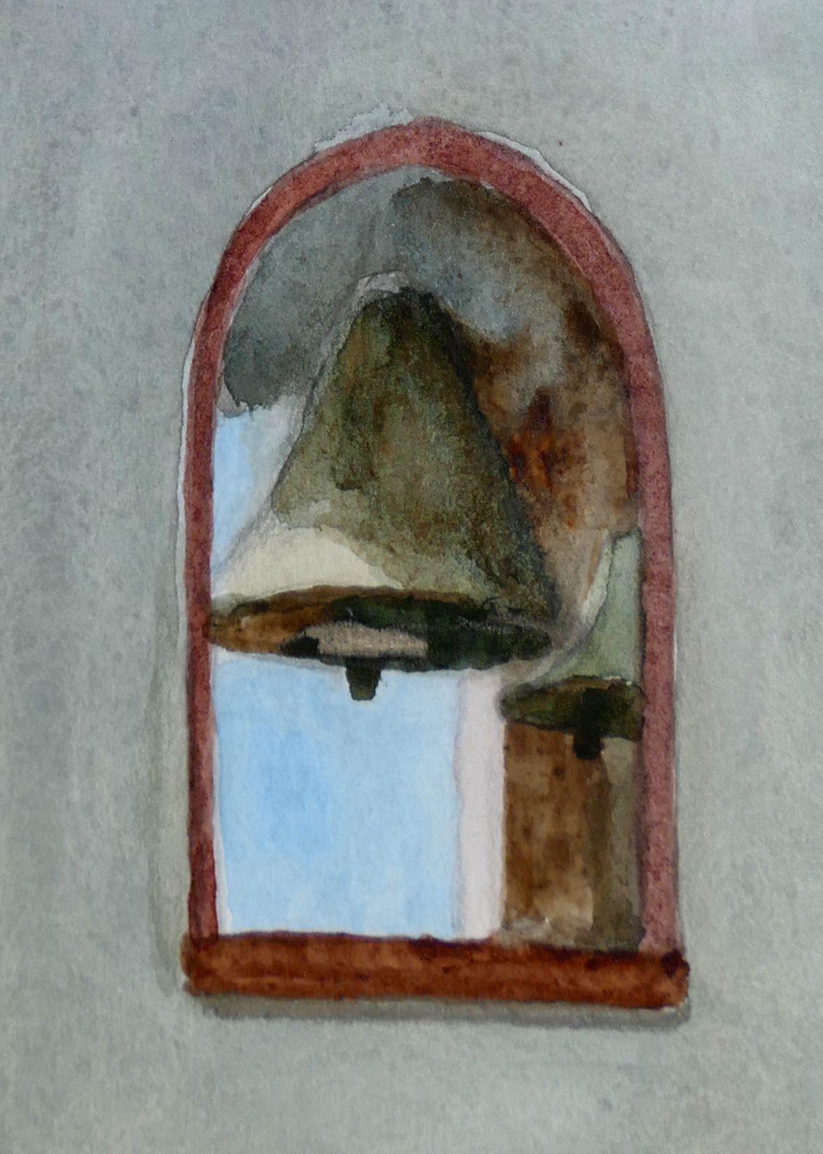 Church Window 2, Painting, Watercolor on Watercolor Paper - Realist Art by Joan Franklin