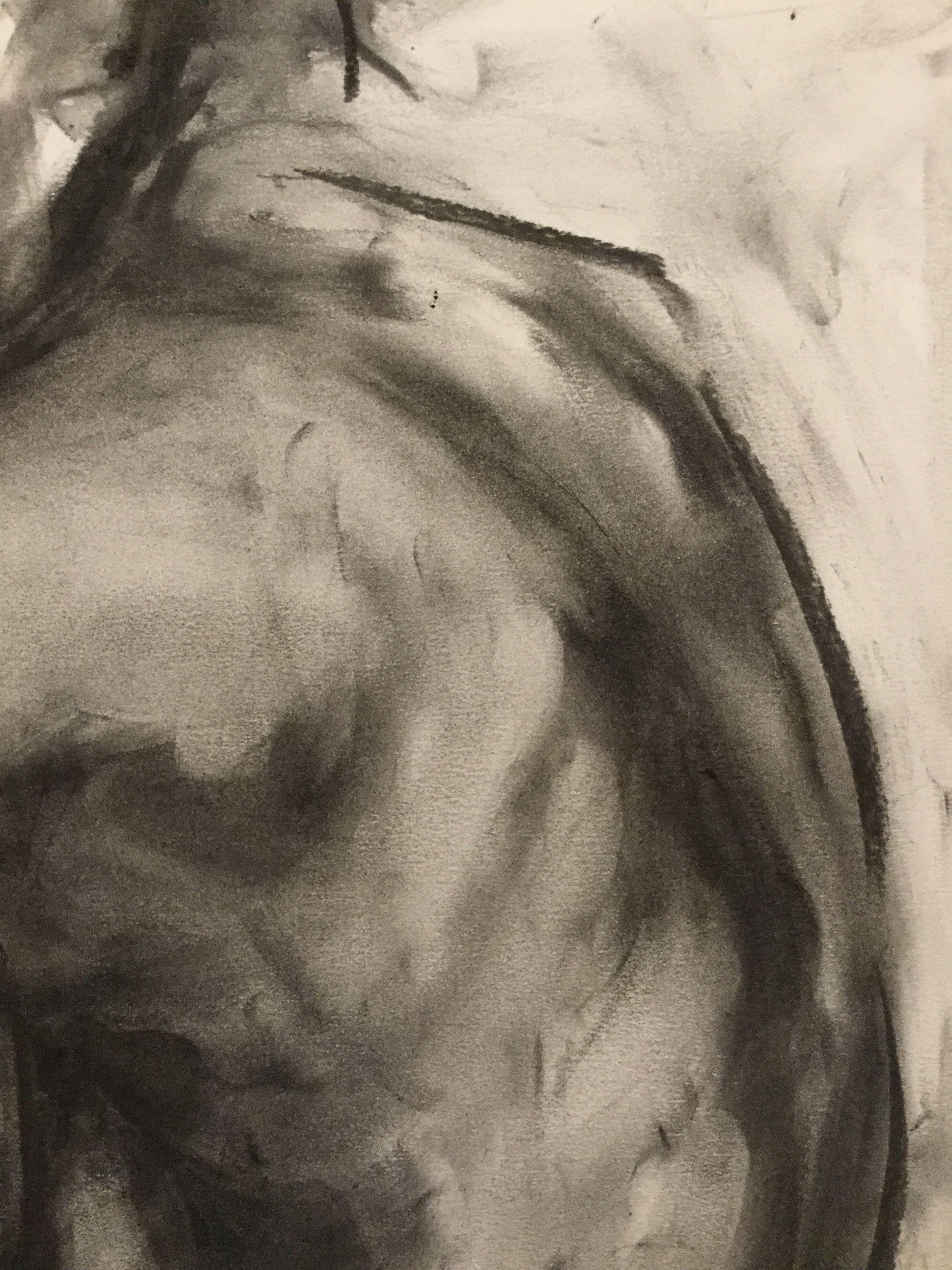 Original charcoal drawing on paper by James Shipton  My works are heavily influenced by the art work of Degas and Gustav Klimt.    The art aims to capture the current times.    My desire is to capture the beauty of the female human form, whilst