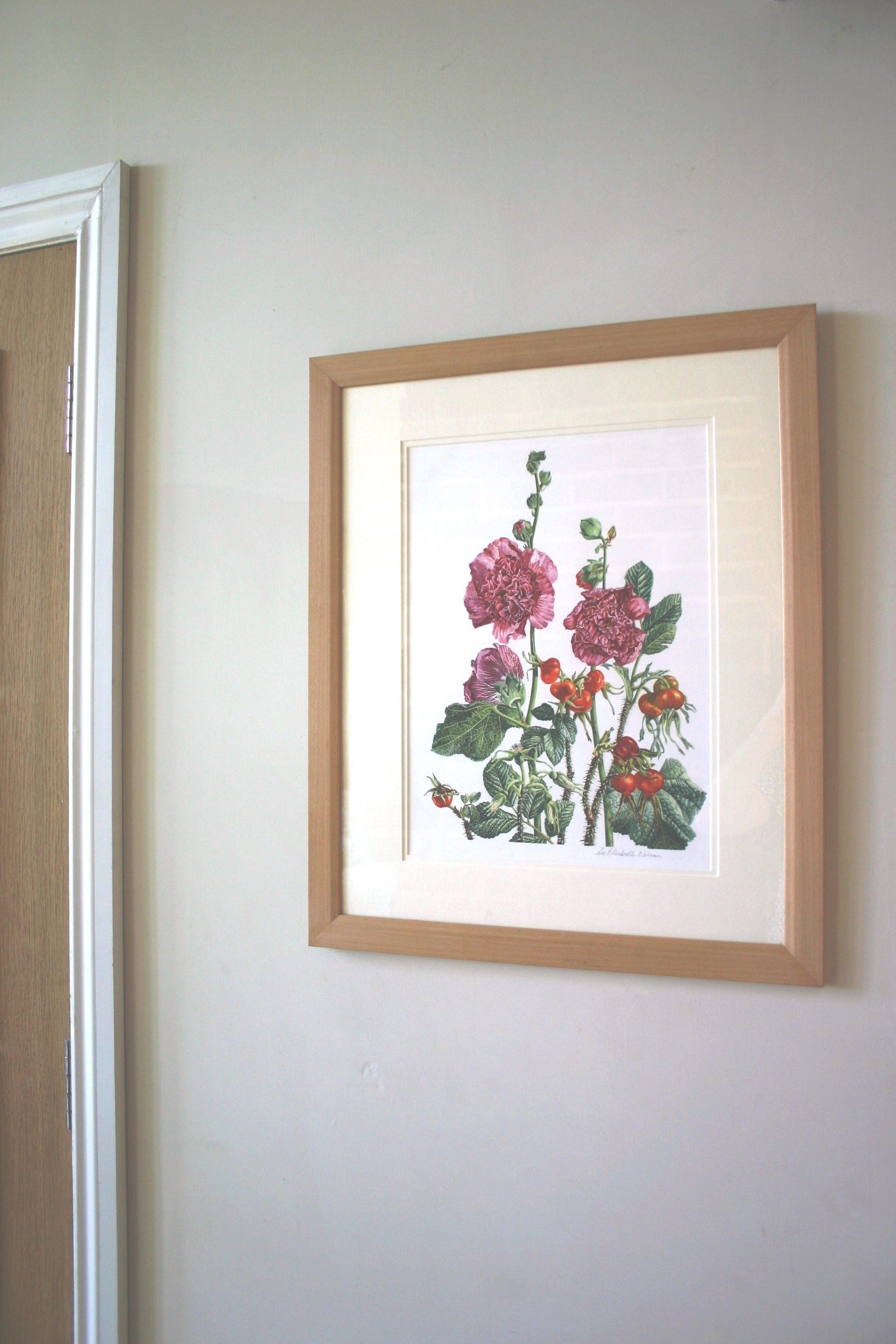 Hollyhocks & Rosa Rugosa, Painting, Watercolor on Paper For Sale 2