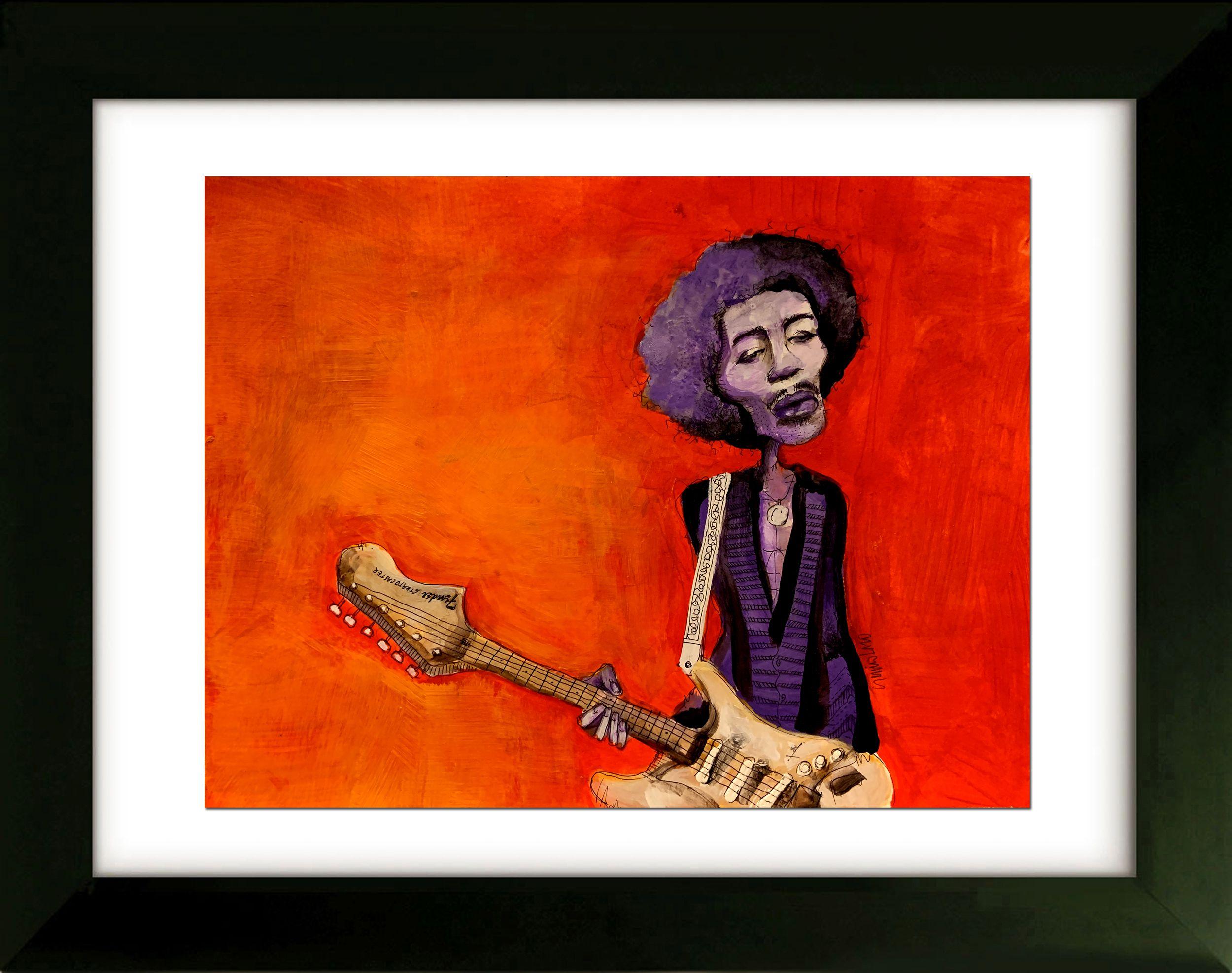 Jimi Hendrix, Drawing, Pen & Ink on Paper - Pop Art Art by Sergio Lazo