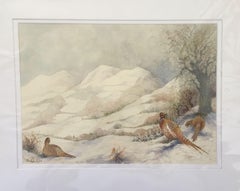 Faisanes de Malvern en invierno, Pintura, Acuarela sobre papel de acuarela